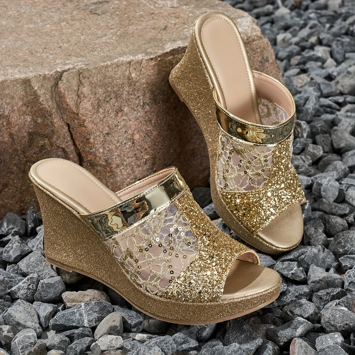 Alexis - Elegant spets högklackade sandaler