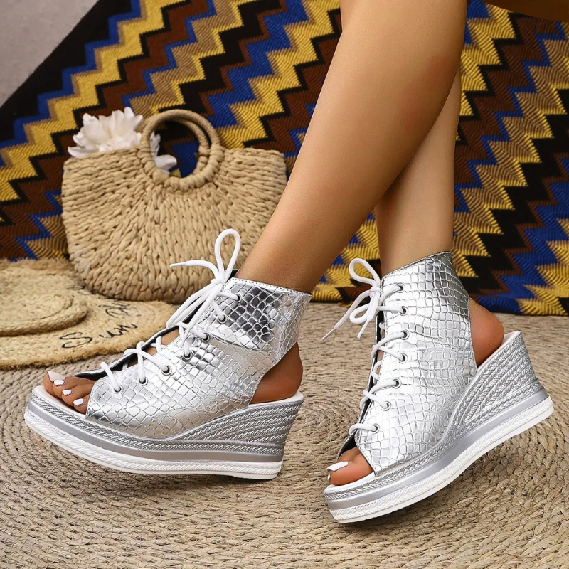 Marina Snörning Wedge Sandaler