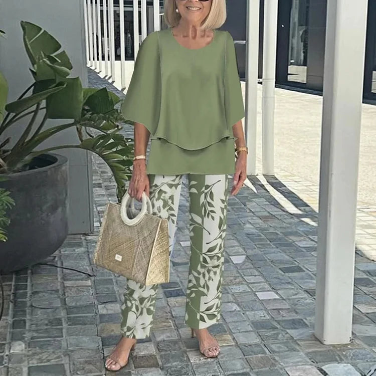 Genevieve | Stilig Trendig Tryck Tvådelat Set