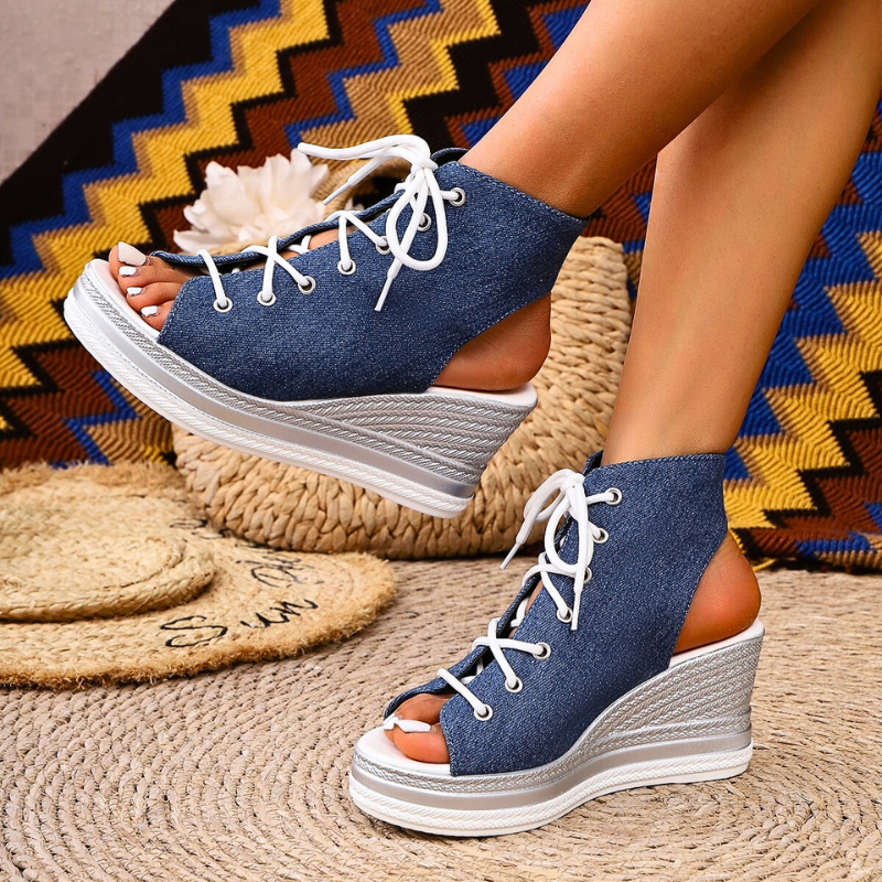 Marina Snörning Wedge Sandaler