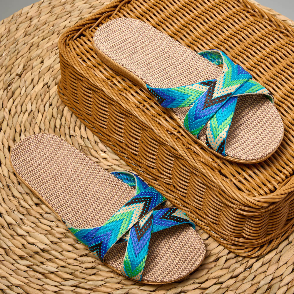 Maya | Ortopediska Slip-In Sandaler med Naturväv och Hålfotsstöd