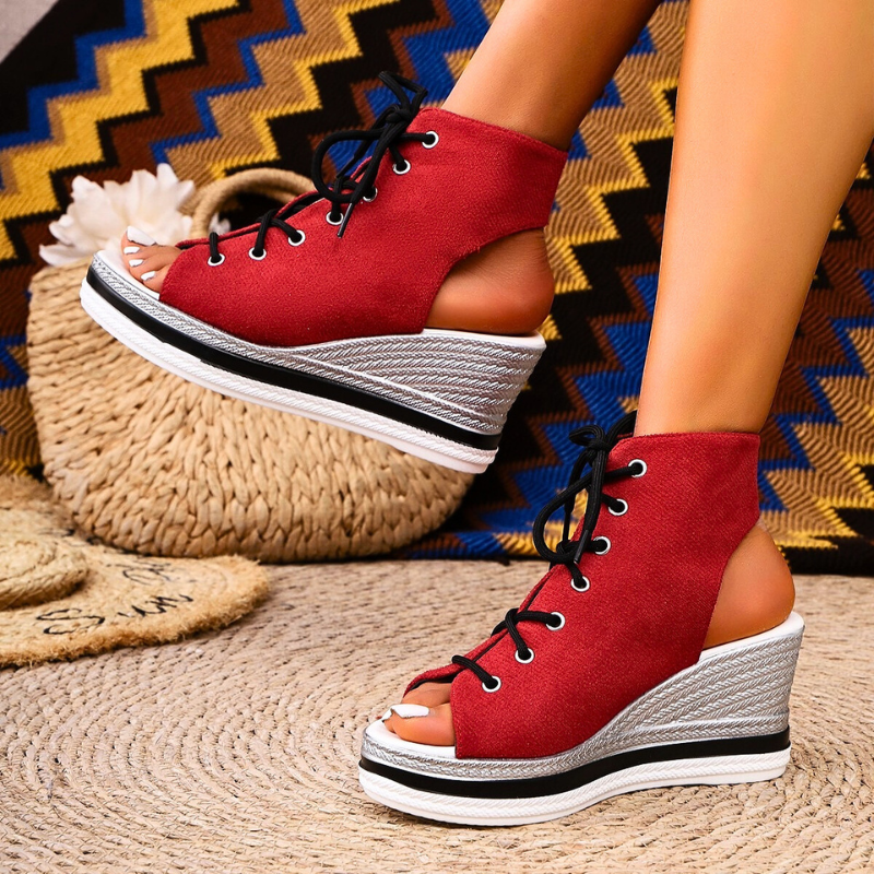 Marina Snörning Wedge Sandaler