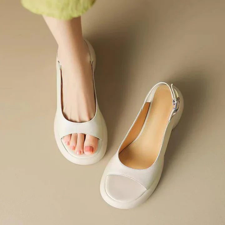 Ava Plattform Sandaler – Dam Låg Klack Öppen Tå Slip-Ons