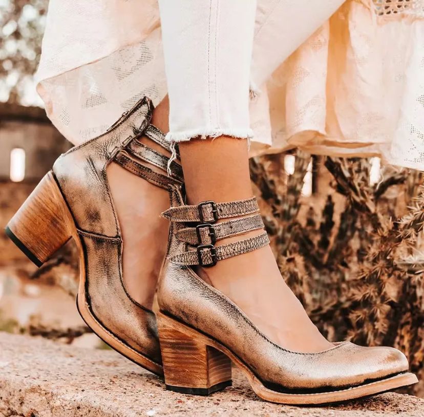 Cosette - Vintage läder ankelsandaler