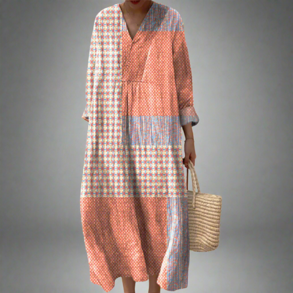 Nora Korall Stjärnburst Midi Klänning - Bekväm Sommarklänning för Kvinnor