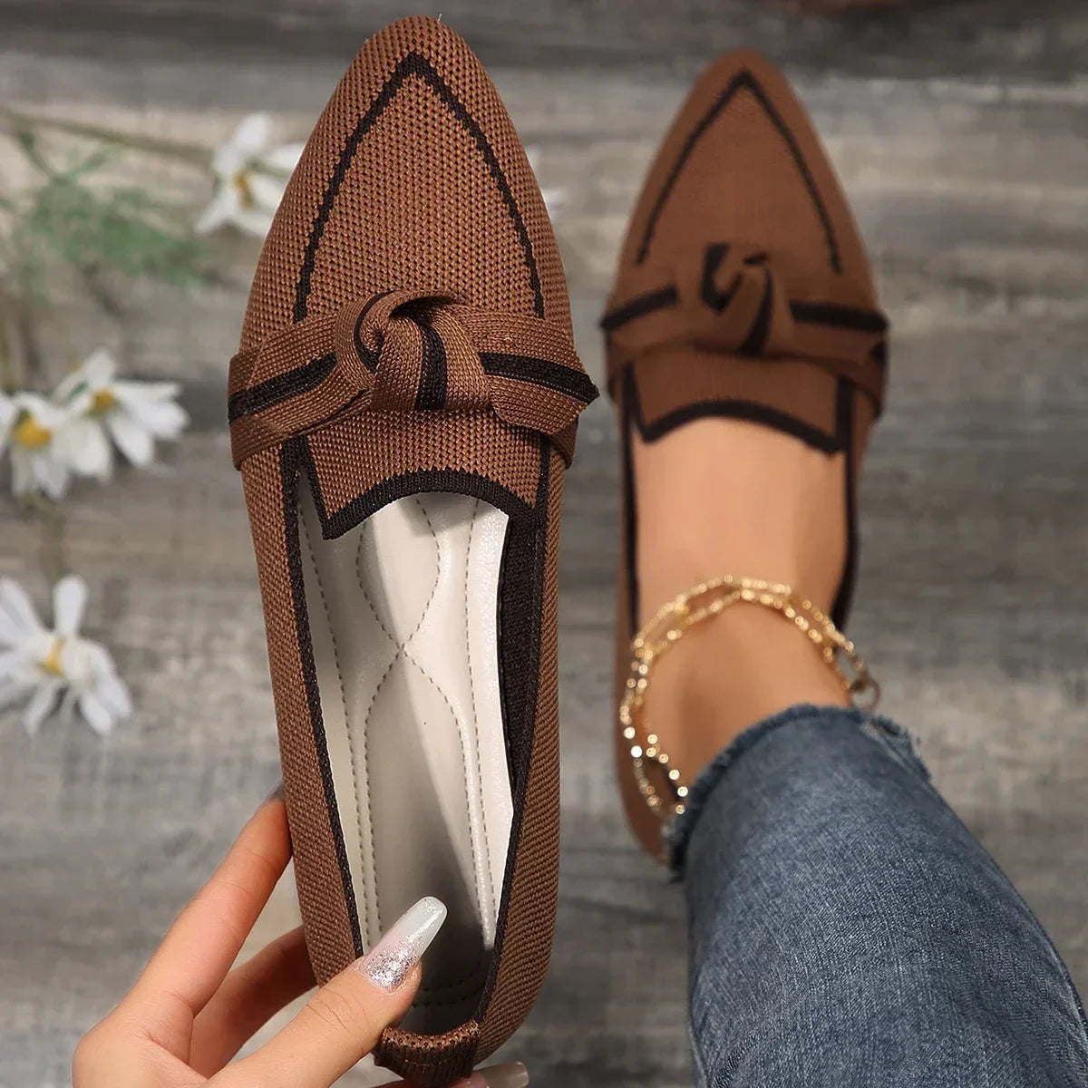 Liora | Ortopediska Slip-On Ballerinaskor med Andningsbart Tyg och Elegant Detalj