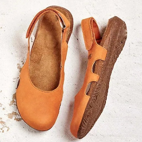 Ravena – Platta Läder Sandaler med Slingback