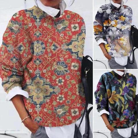 Everwyn | Stilren Blommig Tryck Sweatshirt