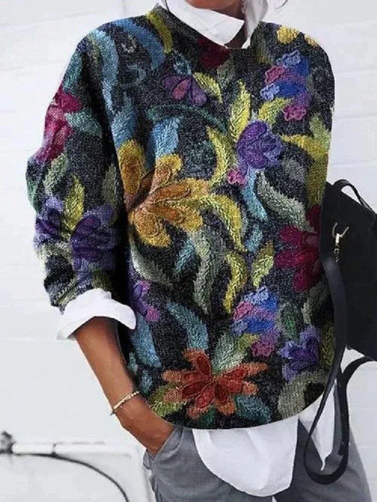 Everwyn | Stilren Blommig Tryck Sweatshirt
