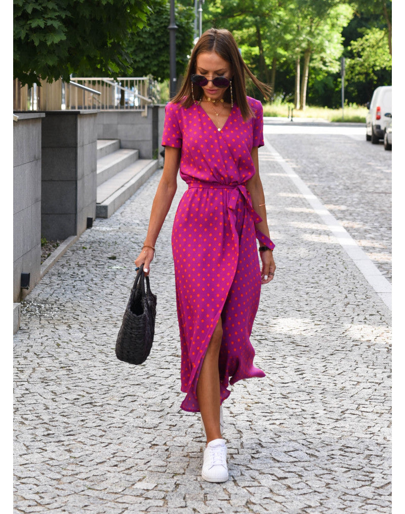 Amelie | Blommig Wrap Midi Klänning