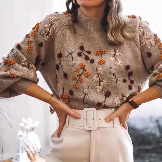 Jenna | Blommig Stickad Topp