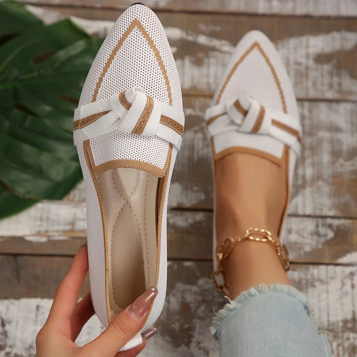 Liora | Ortopediska Slip-On Ballerinaskor med Andningsbart Tyg och Elegant Detalj