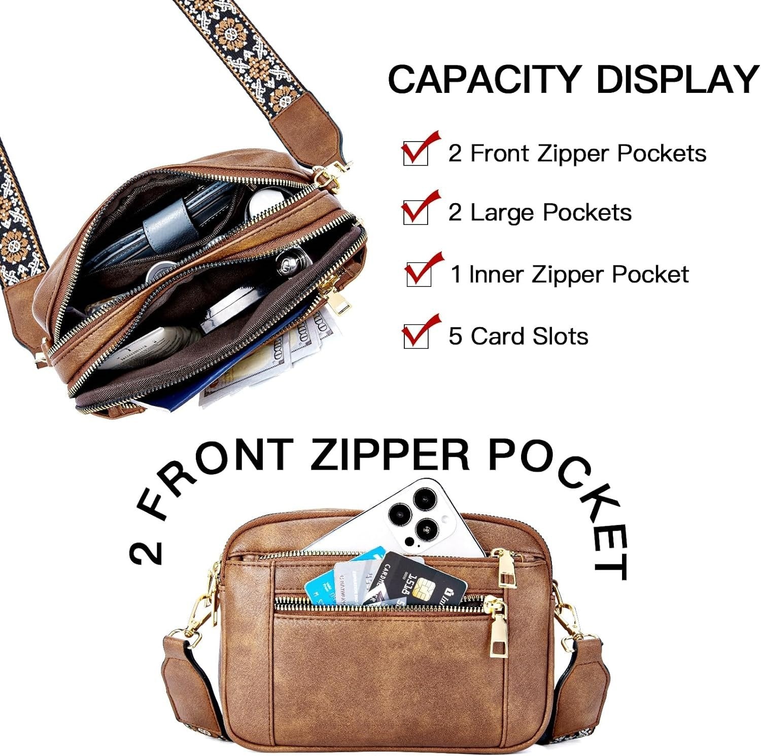 Camille | Blommig Axelremsväska