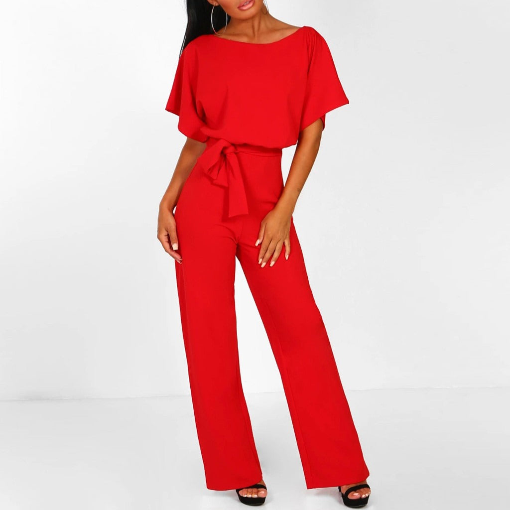 Cassandra | Stilig Jumpsuit med Bälte och Vida Ben