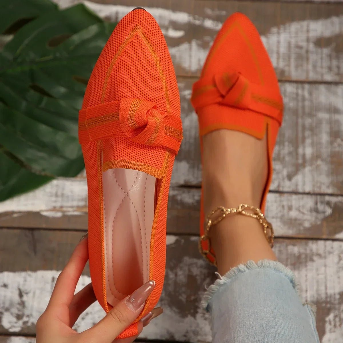Liora | Ortopediska Slip-On Ballerinaskor med Andningsbart Tyg och Elegant Detalj
