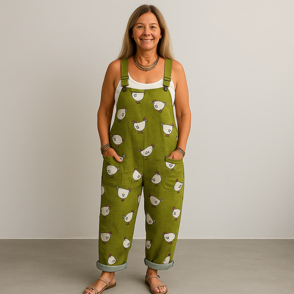 Kvinnors Vintage Vidbyxoverall - Enkel Stil & Komfort