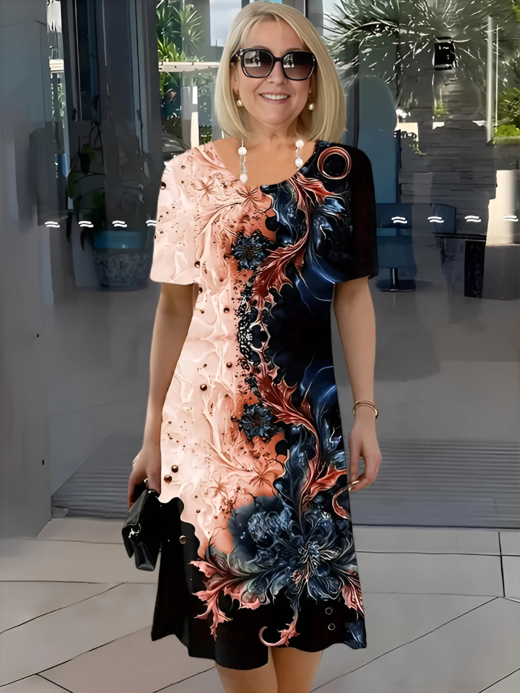 LEANDRIA | AVSLAPPNAD BLOMSTÄNG MIDI KLÄDNING