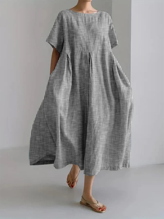Bianca | Avslappnad Lång Klänning med Retro Stil