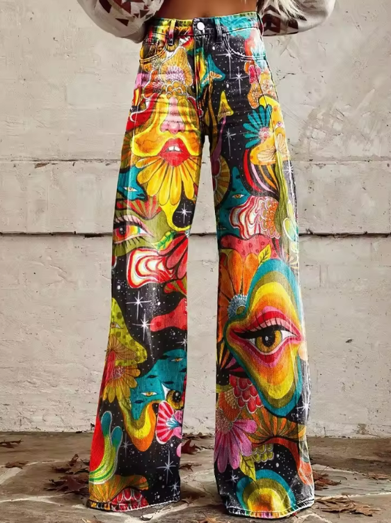 Marina Byxor med vida ben Kollektion | Boho Vintage-Byxor för en Snygg och Bohemisk Look