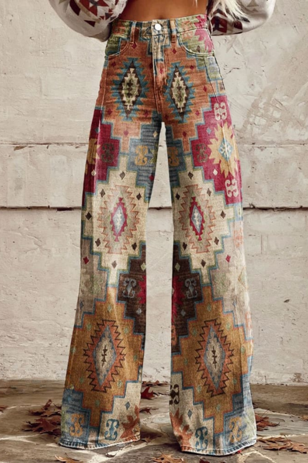Marina Byxor med vida ben Kollektion | Boho Vintage Broek
