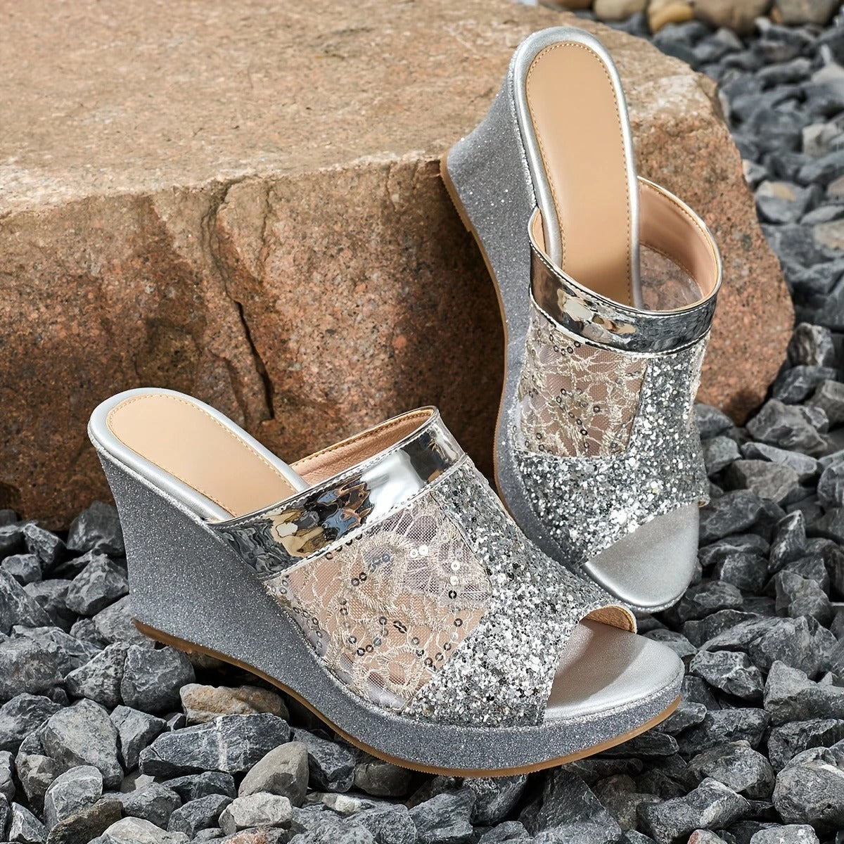 Alexis - Elegant spets högklackade sandaler