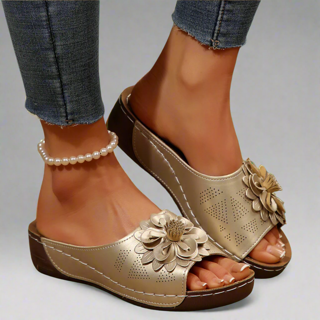 Jolanda | Eleganta ortopediska sandaler med blommotiv