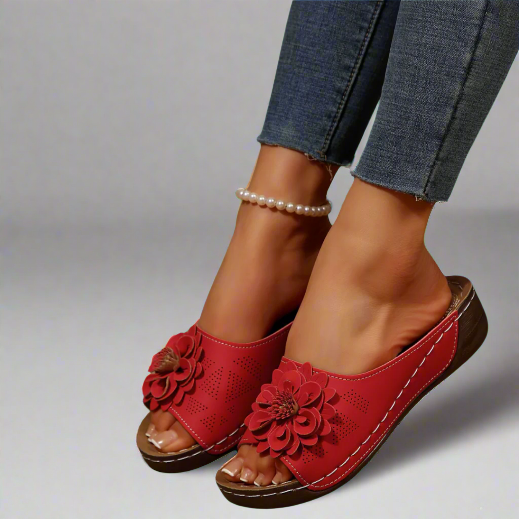 Jolanda | Eleganta ortopediska sandaler med blommotiv
