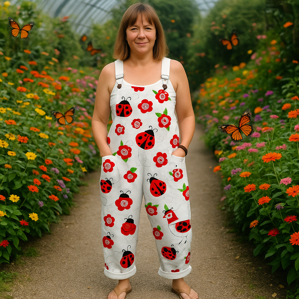 Kvinnors Vintage Blommig Jumpsuit - Bekväm Design med Vida Ben