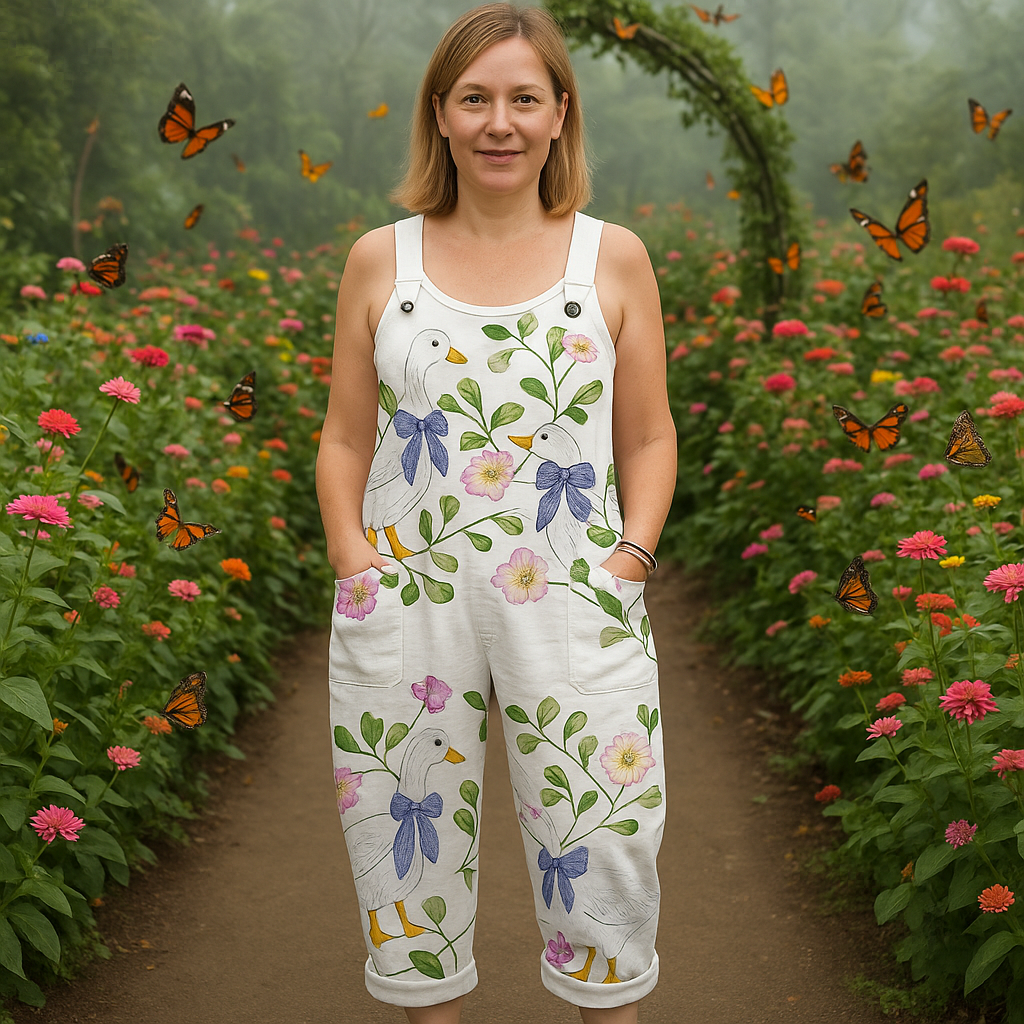 Vintage Floral Wide Leg Jumpsuit - Mjuk Komfort & Oansträngd Stil