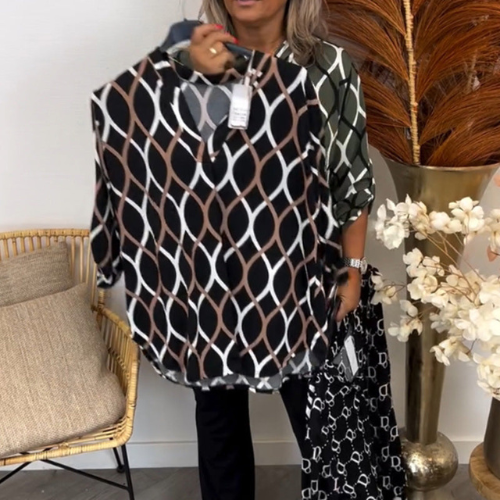 Janny | Avslappnad blus med långa ärmar och elegant mönster