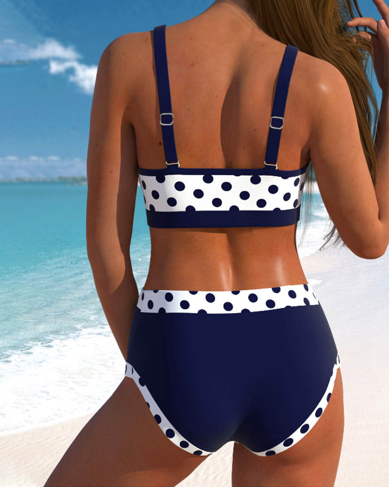 Hannah | Patchwork-Bikini med Hög Midja och Ärtor
