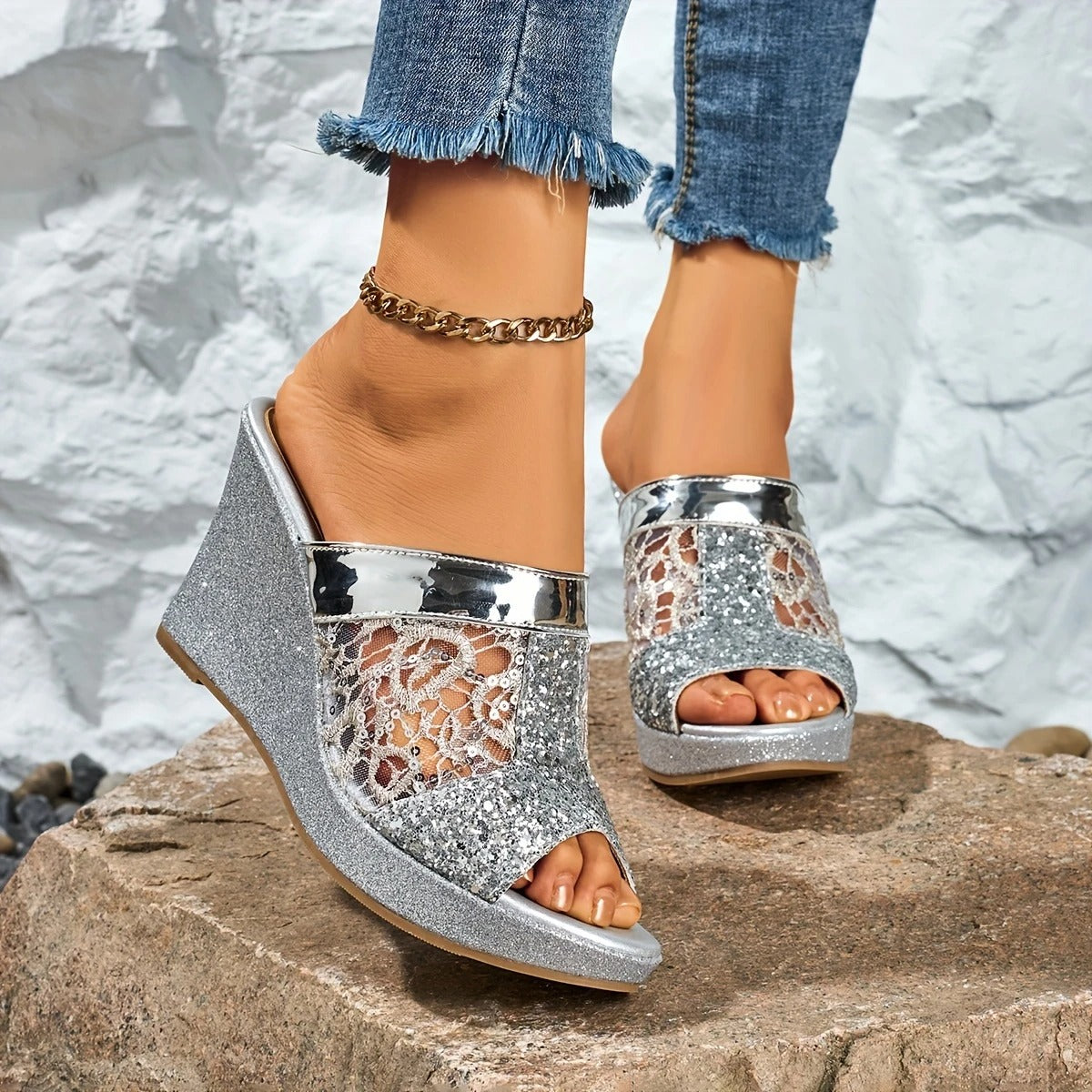 Alexis - Elegant spets högklackade sandaler