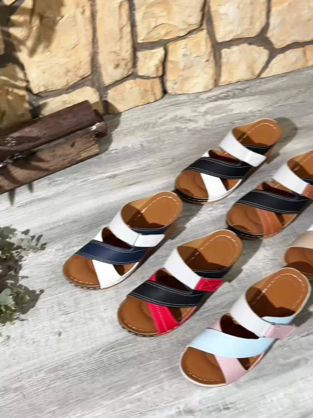 Marina Colorblock Wedge Slides - Bekväma Sandaler