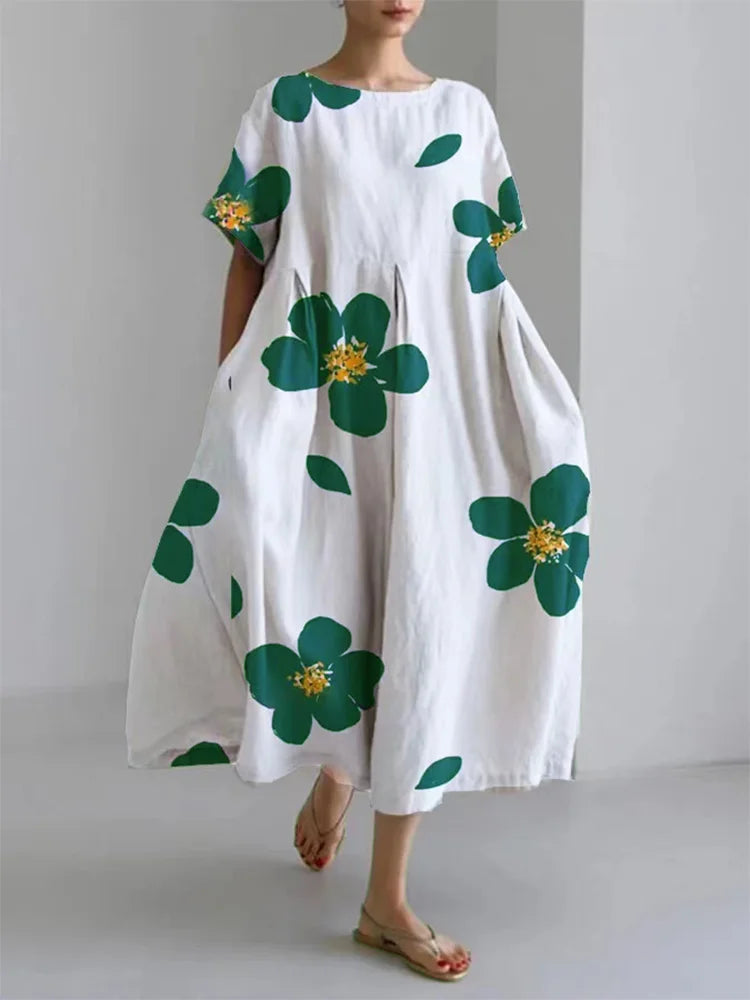 Sylvie | Lång Sommarklänning med Livliga Blommor