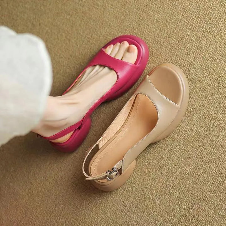 Ava Plattform Sandaler – Dam Låg Klack Öppen Tå Slip-Ons