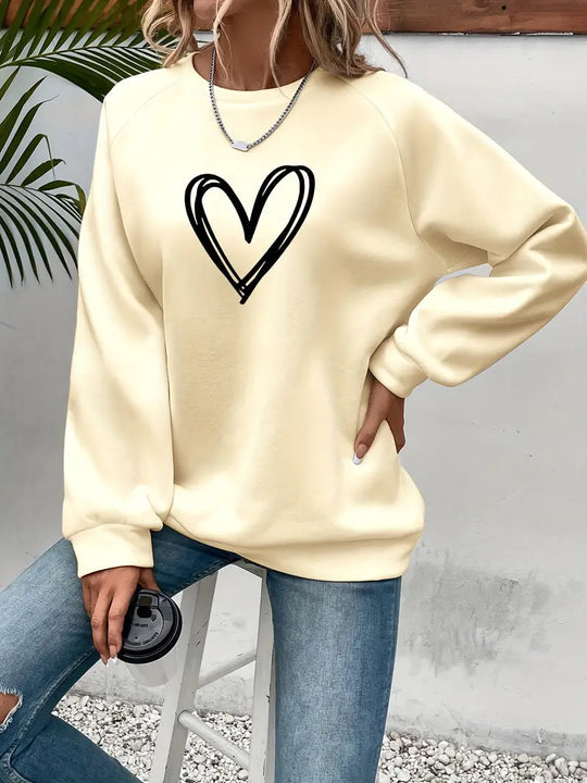 Ingrid | Avslappnad Hjärta Grafik Sweatshirt