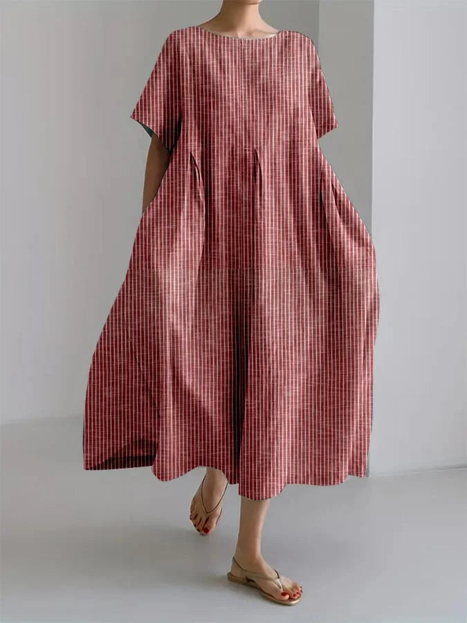 Bianca | Avslappnad Lång Klänning med Retro Stil