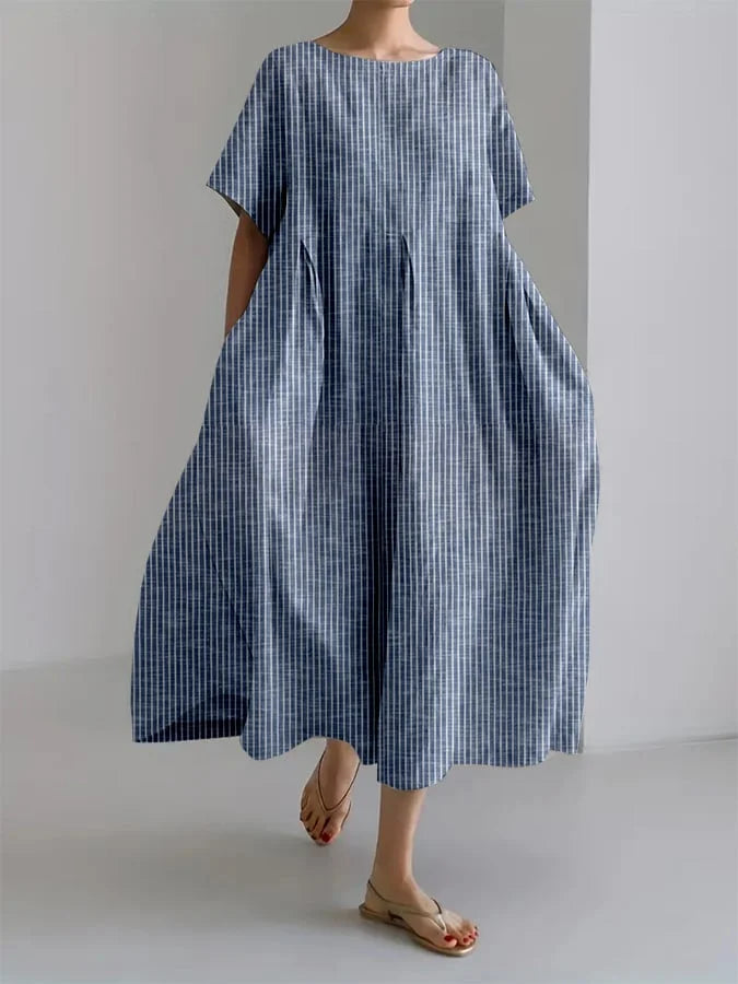 Bianca | Avslappnad Lång Klänning med Retro Stil