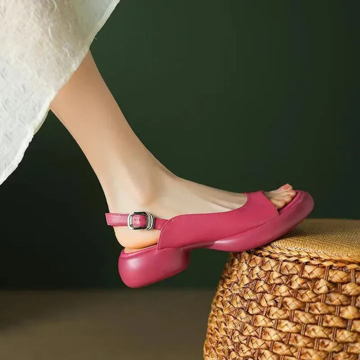 Ava Plattform Sandaler – Dam Låg Klack Öppen Tå Slip-Ons