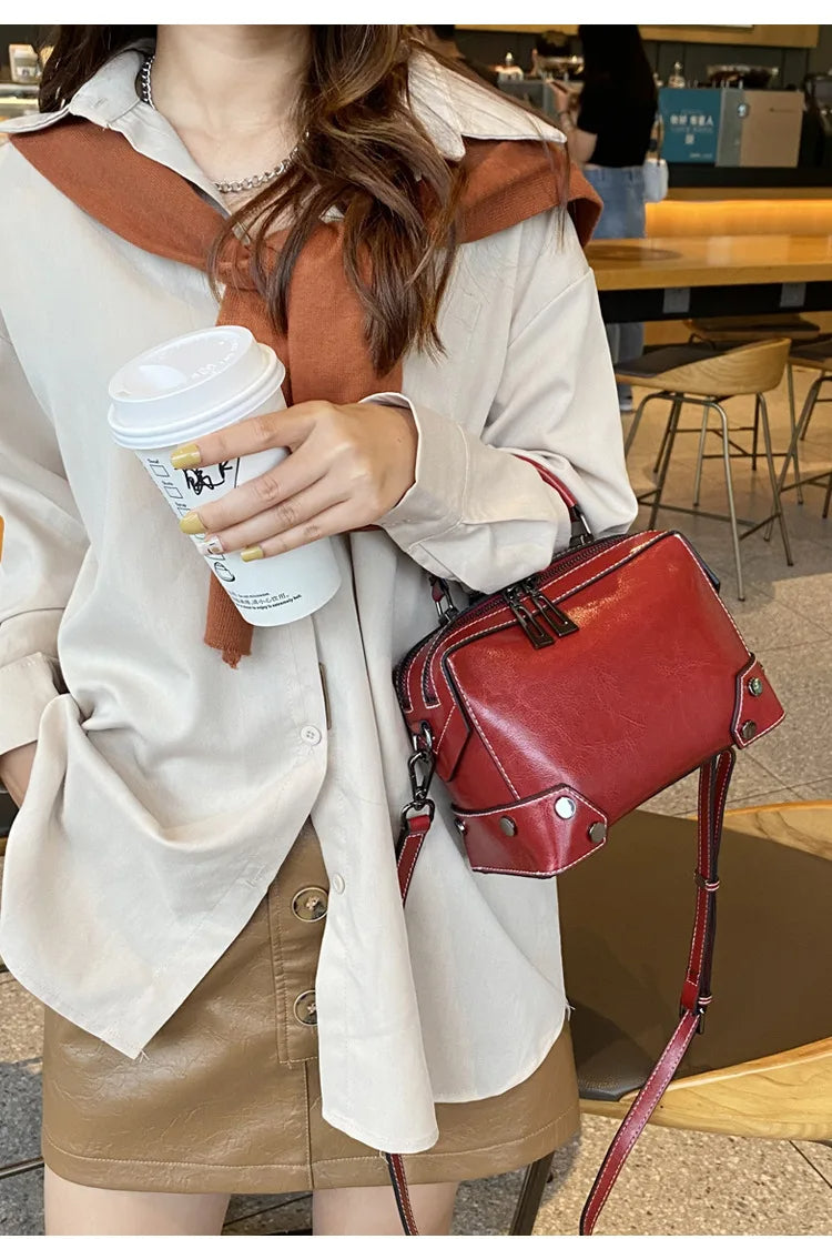 Vintage-stil Box Crossbody-väska