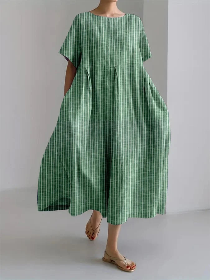 Bianca | Avslappnad Lång Klänning med Retro Stil