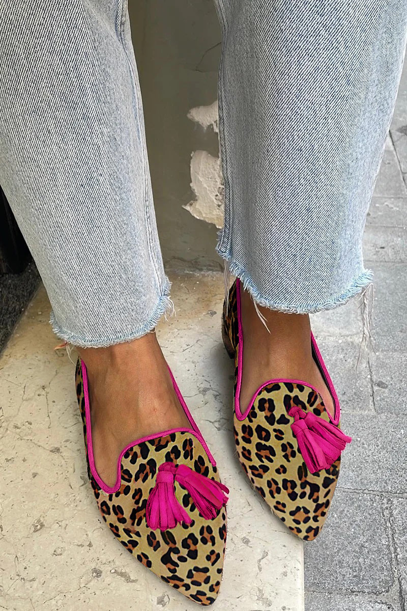 Asma - Leopardmönstrade platta skor