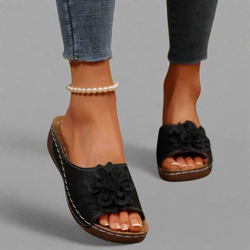 Jolanda | Eleganta ortopediska sandaler med blommotiv