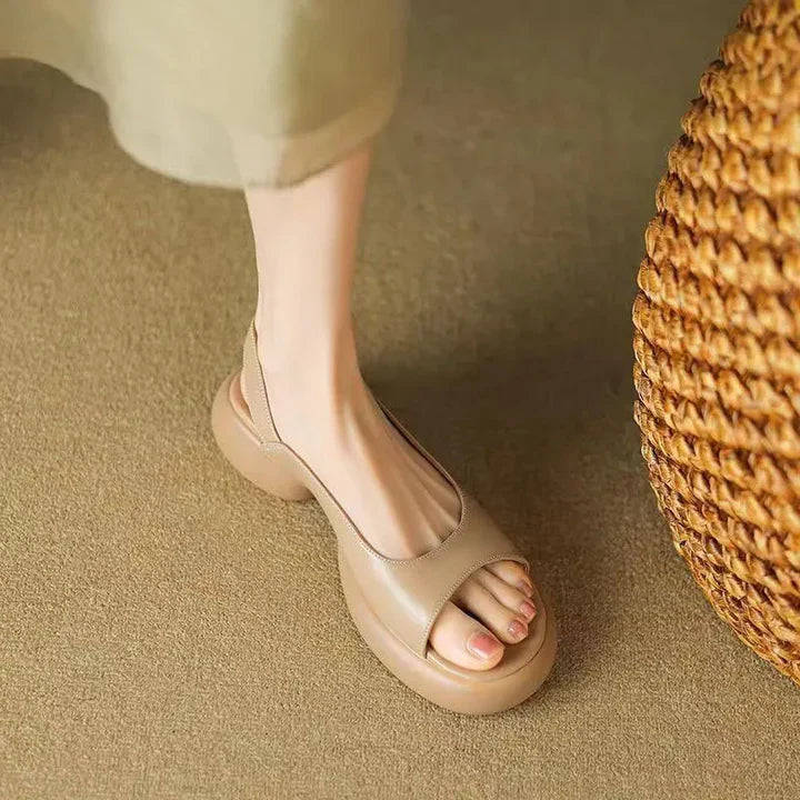 Ava Plattform Sandaler – Dam Låg Klack Öppen Tå Slip-Ons