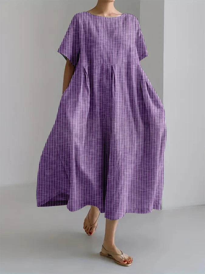 Bianca | Avslappnad Lång Klänning med Retro Stil