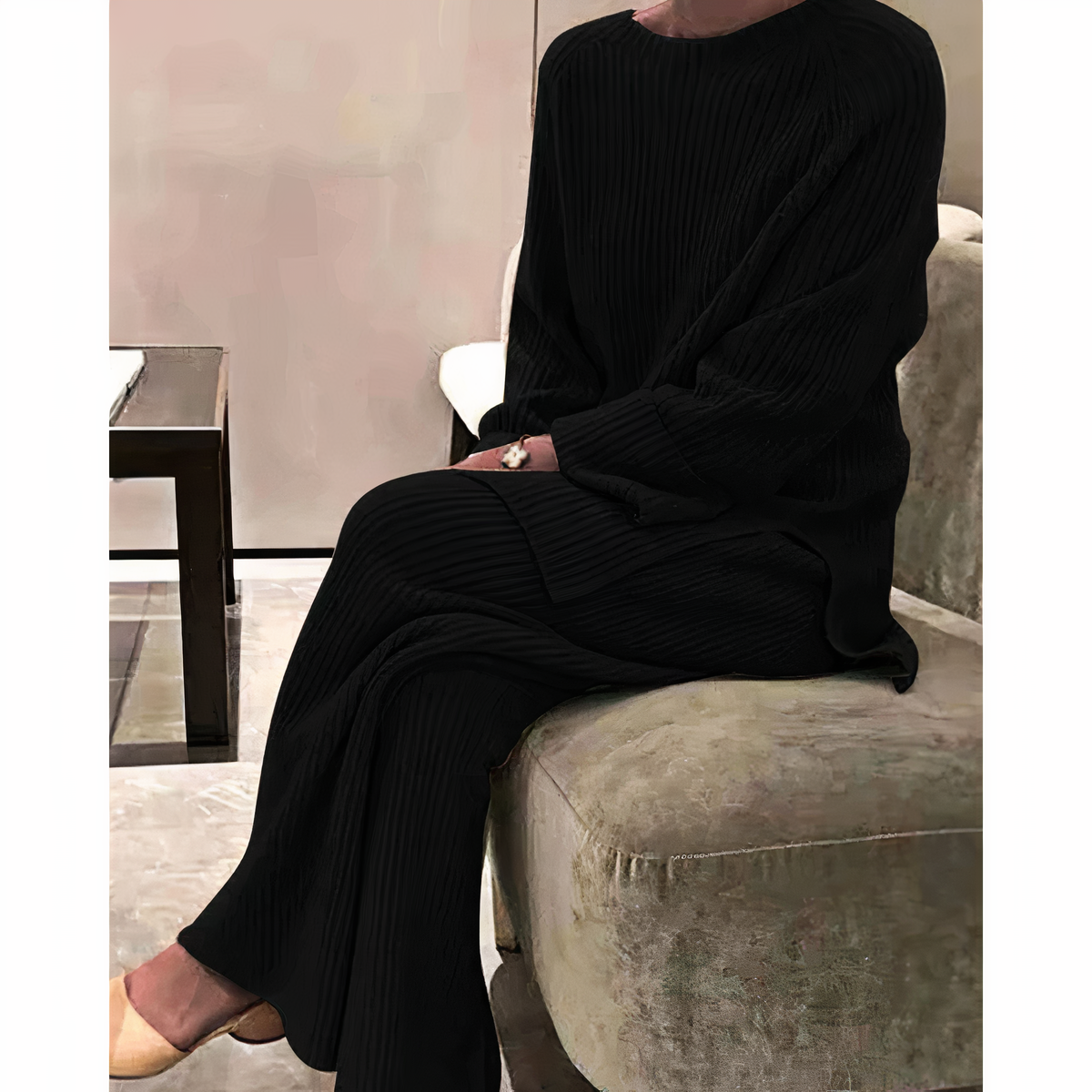 Claire | Stilig Ribbad Stickad Lounge Set