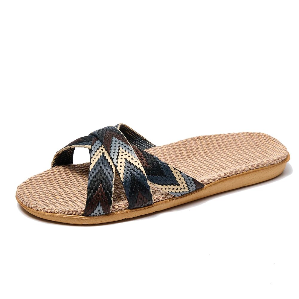 Maya | Ortopediska Slip-In Sandaler med Naturväv och Hålfotsstöd