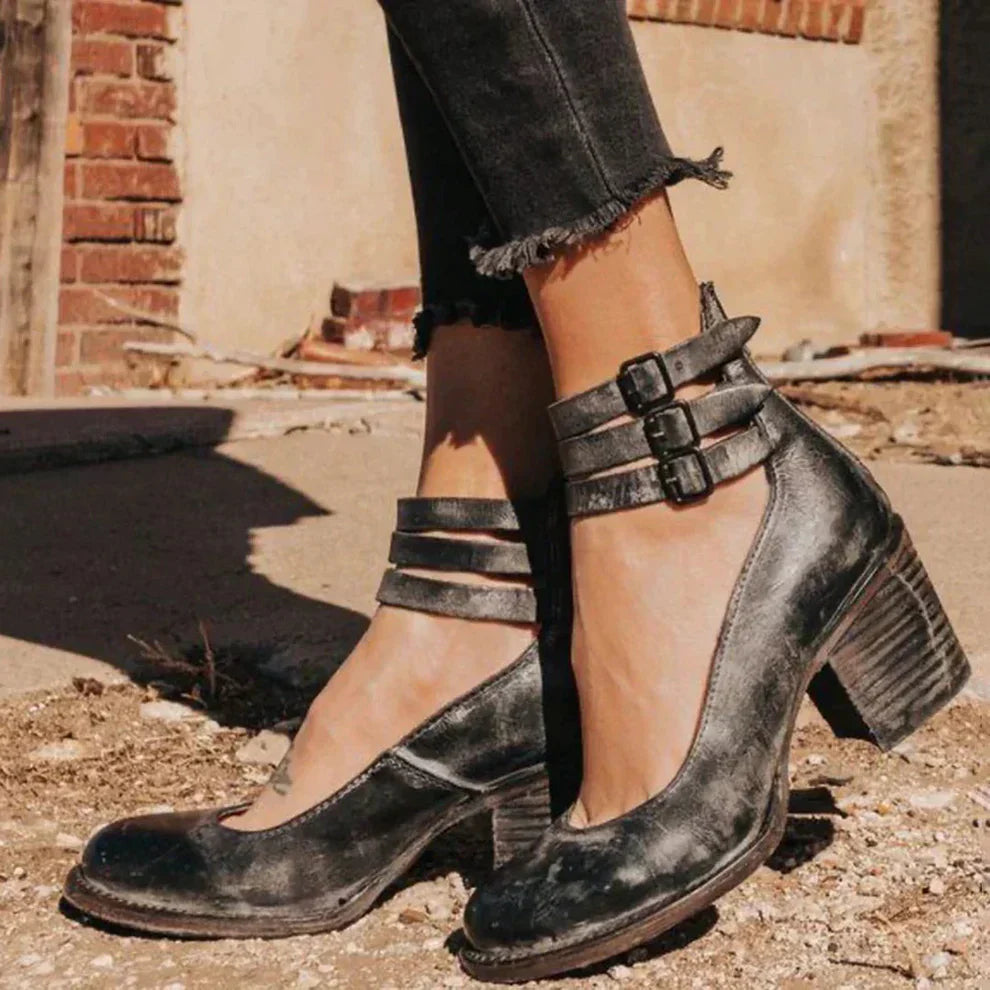 Cosette - Vintage läder ankelsandaler