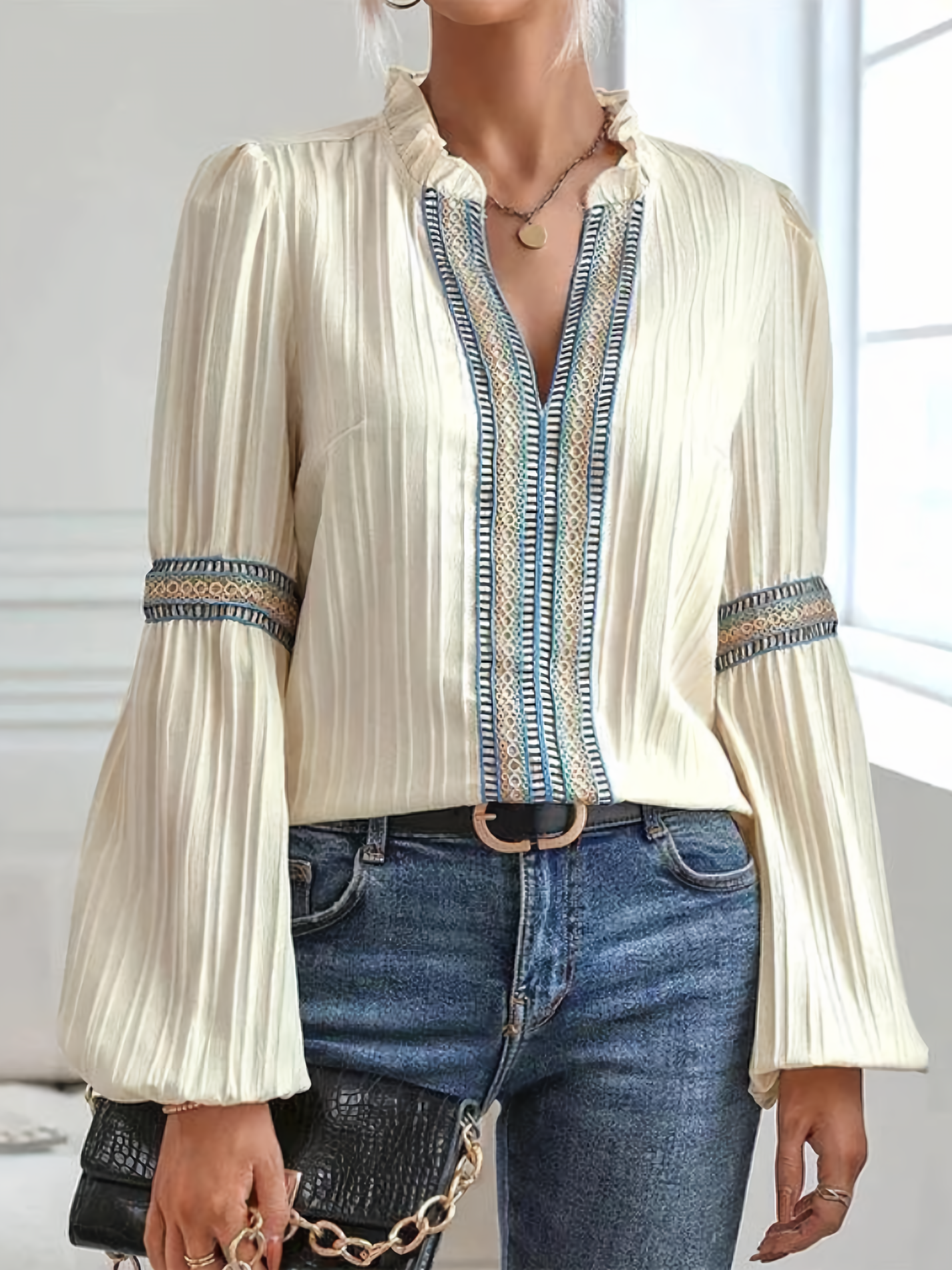 Vinca | Stilig Plisserad Boho Blus