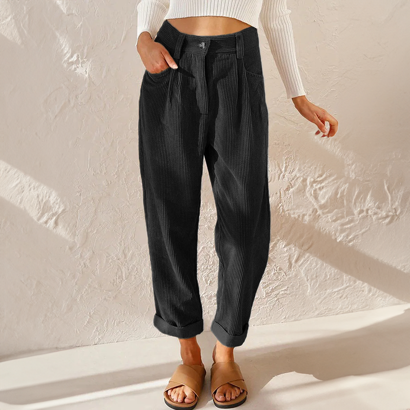 LINDSAY | BEKVÄMA HÖGMIDJA KORDPANTS